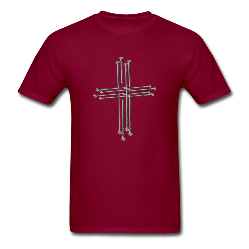 Men's 3D Nail Cross Shirt - burgundy